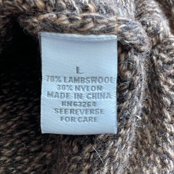 Dress Barn Women's Large Lambswool Cardigan Sweater Brown Chunky Buttons Pockets - Picture 4 of 6